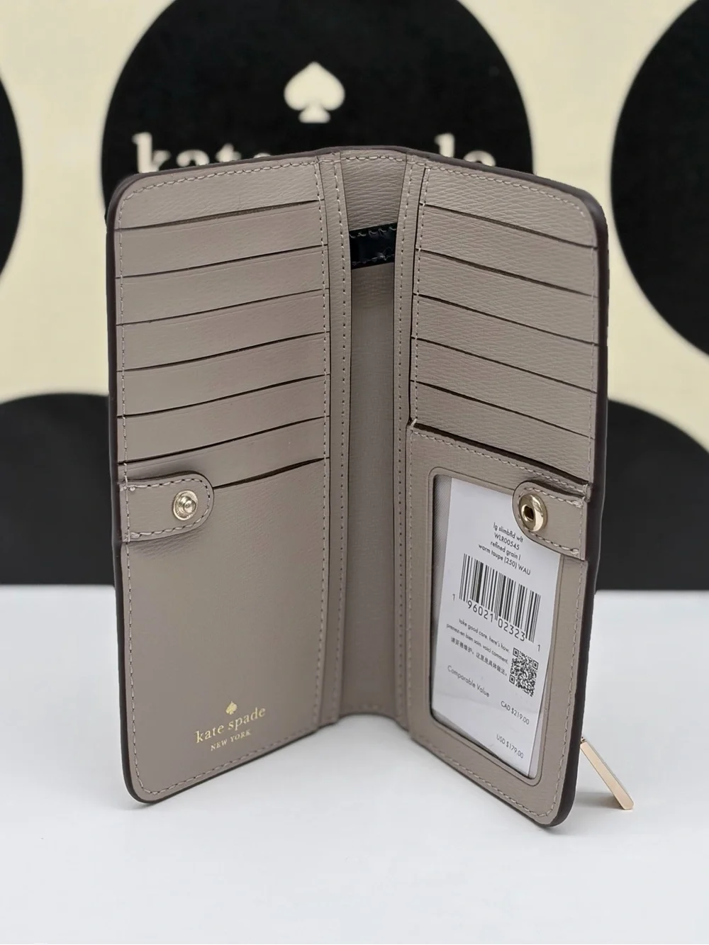 Kate Spade Slim Bifold Wallet Warm Taupe